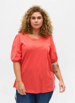Zizzi T-shirt Basique - Hot Coral