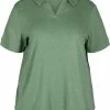 Zizzi 2/4 SLEEVES - Polo - Green Melange -France Zizzi Soldes 2022 79416445fdb545f1bc48f79bee584d4a