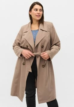 Zizzi WITH TIE BELT AND POCKETS - Trench - Greige