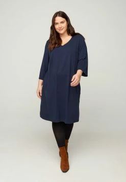 Zizzi MIT V-AUSSCHNITT UND 3/4-ÄRMELN - Robe En Jersey - Dark Blue