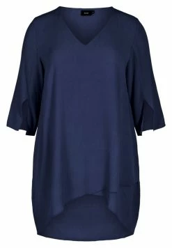 Zizzi MIT V-AUSSCHNITT UND 3/4-ÄRMELN - Tunique - Navy Blazer