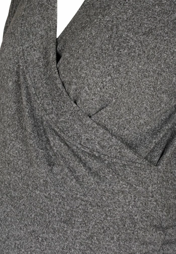Zizzi Blouse - Dark Grey Melange 3 Zizzi Blouse - Dark Grey Melange – Image 3