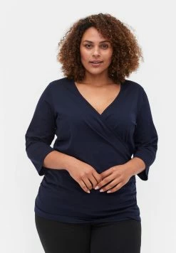 Zizzi MIT 3/4-ÄRMELN UND WICKELLOOK - Blouse - Night Sky