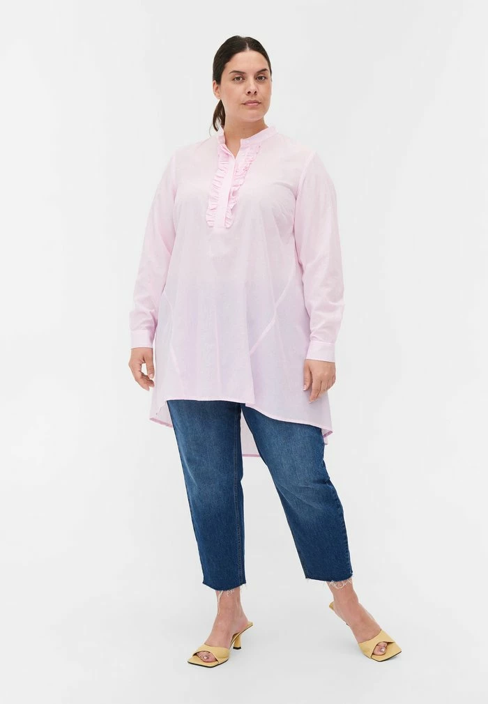 Zizzi Blouse - Pink Stripe 2 Zizzi Blouse - Pink Stripe – Image 2