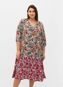 Zizzi FLORAL WITH 3/4-LENGTH SLEEVES - Robe De Jour - Flower Aop Mix