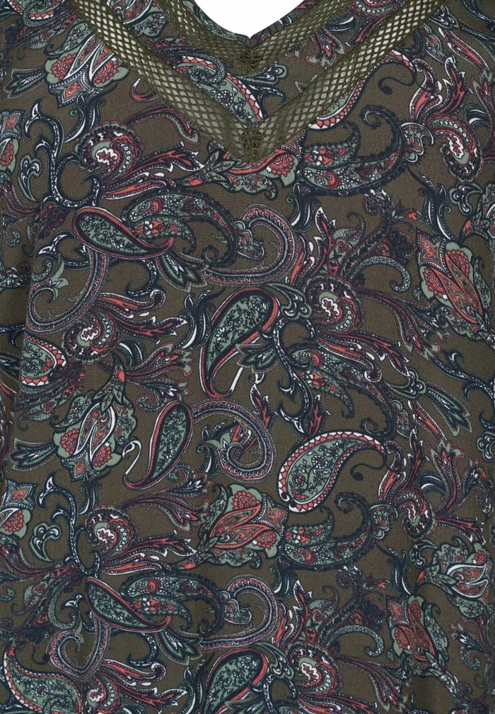 Zizzi Robe De Jour - Green Paisley 6 Zizzi Robe De Jour - Green Paisley – Image 6
