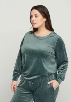 Zizzi MIT BINDEDETAIL - Sweatshirt - Green