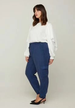 Zizzi MIT GROSSEN TASCHEN - Pantalon De Survêtement - Blue