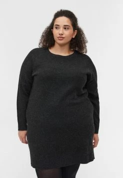 Zizzi Meliertes - Robe Pull - Dark Grey Melange