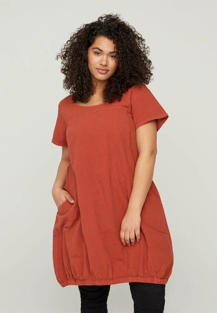 Zizzi Robe De Jour - Orange 1 Zizzi Robe De Jour - Orange