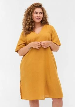 Zizzi Robe En Jersey - Honey Mustard