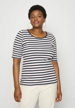 Zizzi EFAZILE TEE - T-shirt Imprimé - Blue/rose