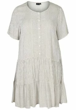 Zizzi MIT STREIFEN UND KNÖPFEN - Robe De Jour - White