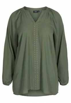 Zizzi MIT V-AUSSCHNITT UND NIETEN - Blouse - Green