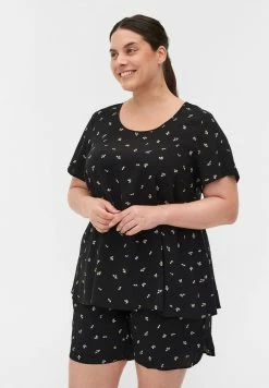 Zizzi KORTE ÆRMER - T-shirt Imprimé - Black Aop