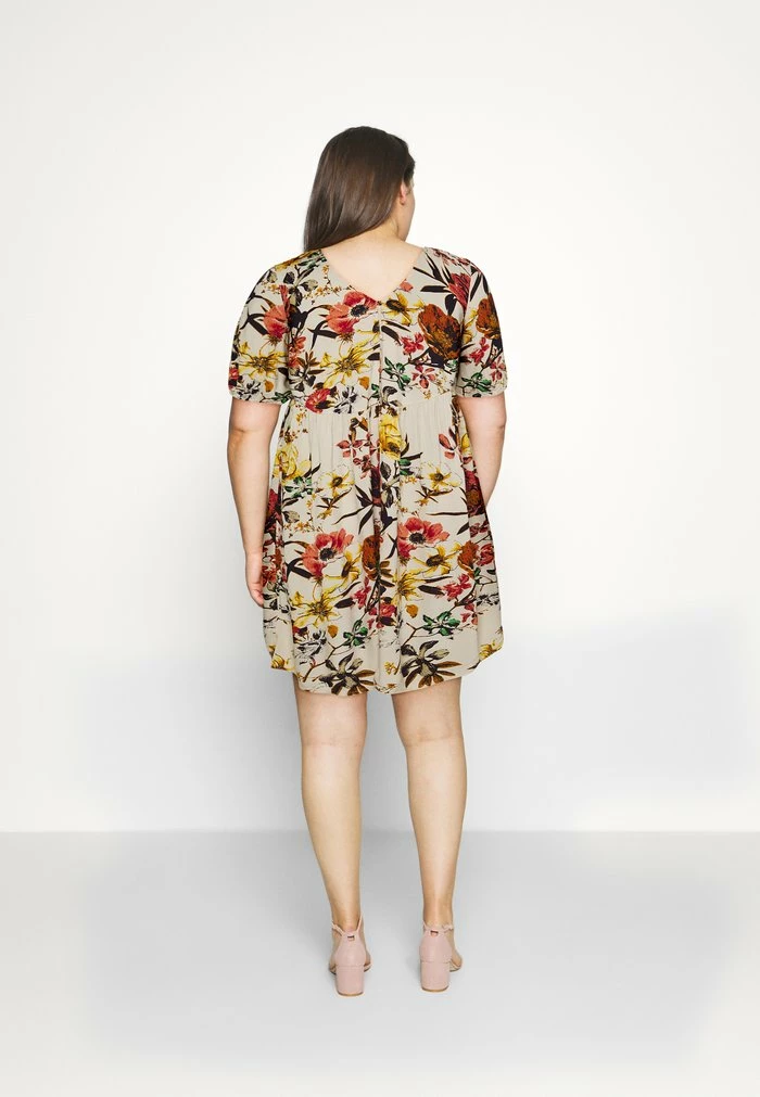 Zizzi LIV MIDI DRESS - Robe De Jour - Beige Flower 3 Zizzi LIV MIDI DRESS - Robe De Jour - Beige Flower – Image 3