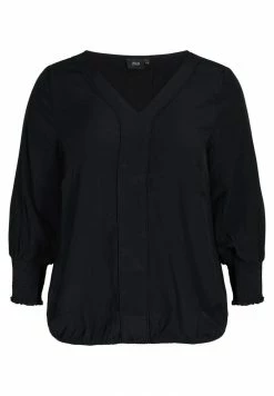 Zizzi MED V-UDSKÆRING OG SMOCK - Blouse - Black