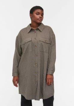Zizzi LONG CHECKERED - Veste Légère - Houndstooth