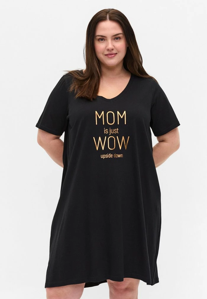 Zizzi Chemise De Nuit / Nuisette - Black W Copper Mom 1 Zizzi Chemise De Nuit / Nuisette - Black W Copper Mom