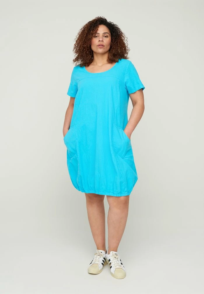 Zizzi Robe De Jour - Turquoise 2 Zizzi Robe De Jour - Turquoise – Image 2