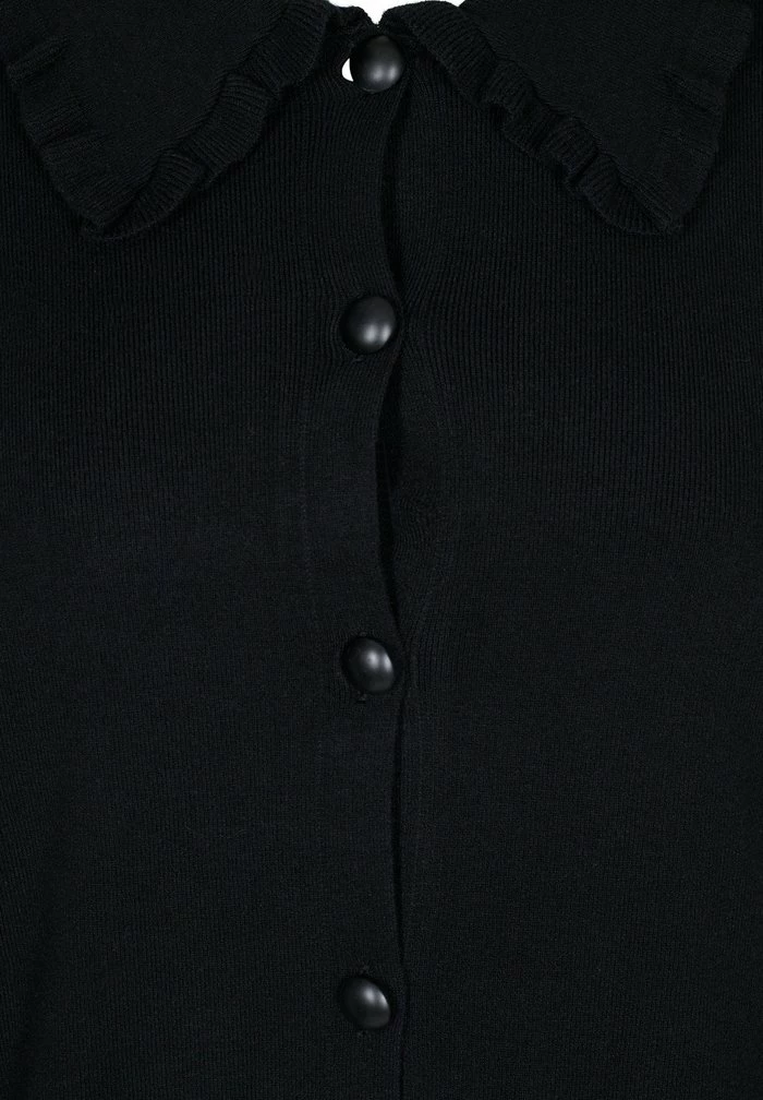Zizzi WITH A RUFFLE COLLAR AND POCKETS - Gilet - Black 6 Zizzi WITH A RUFFLE COLLAR AND POCKETS - Gilet - Black – Image 6