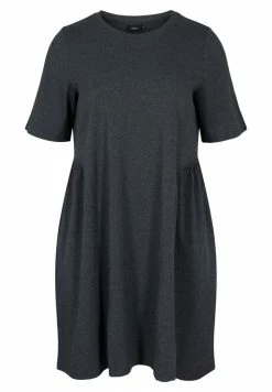 Zizzi Robe En Jersey - Dark Grey Melange