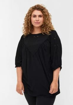 Zizzi MED BRODERI - Blouse - Black