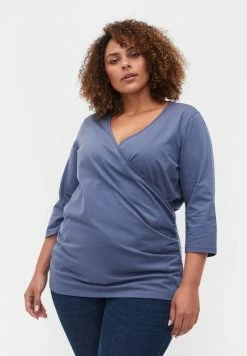 Zizzi MIT 3/4-ÄRMELN UND WICKELLOOK - Blouse - Vintage Indigo