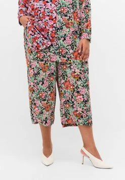 Zizzi Pantalon Classique - Green Flower Aop