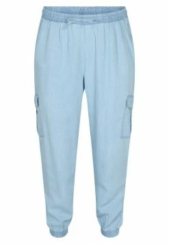 Zizzi Pantalon Cargo - Light Blue Denim