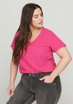 Zizzi MIT V-AUSSCHNITT - Blouse - Fuchsia Purple