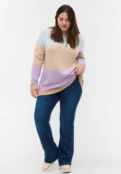 Zizzi STRIPED ROUND NECKLINE - Pullover - Chambray Blue Comb