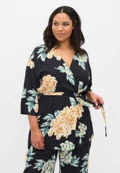 Zizzi MIT PRINT UND 3/4 ÄRMELN - Blouse - Dark Blue