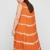 Zizzi Robe De Jour - Orange Batik -France Zizzi Soldes 2022 a89ac995d2a9428c881805390e15ddc2