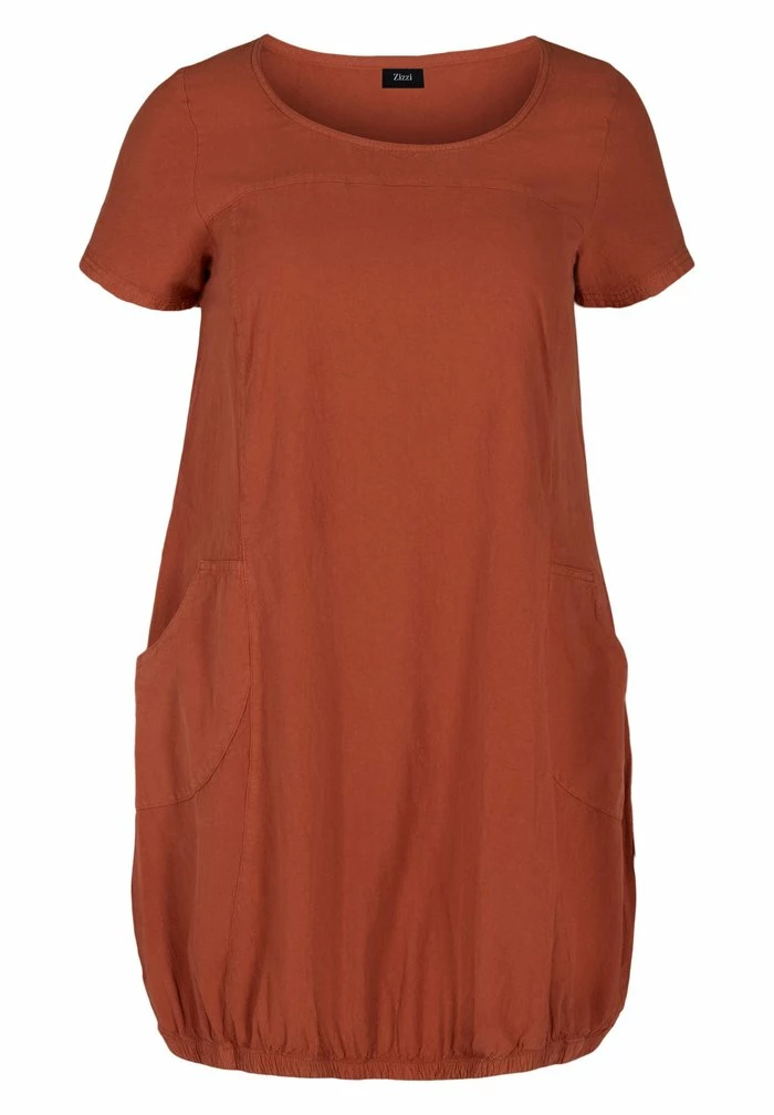 Zizzi Robe De Jour - Orange 4 Zizzi Robe De Jour - Orange – Image 4