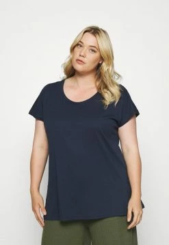 Zizzi EFANNEY BUTTON TEE - T-shirt Basique - Black Iris