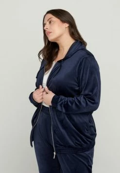 Zizzi MIT REISSVERSCHLUSS - Sweat à Capuche Zippé - Blue