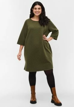 Zizzi STRUKTURIERTES ÄRMELN - Robe De Jour - Ivy Green