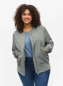 Zizzi MIT TASCHEN UND RIPP - Blouson Bomber - Castor Gray