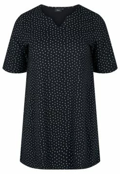 Zizzi MIT BLUMENPRINT UND A-LINIE - Tunique - Black W. Blue Flower