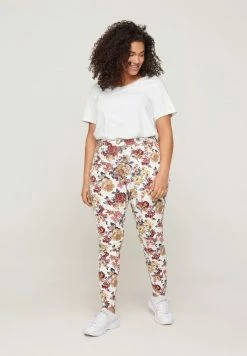 Zizzi Jean Slim - White Flower Aop