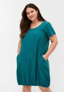 Zizzi SHORT-SLEEVE - Robe De Jour - Blue