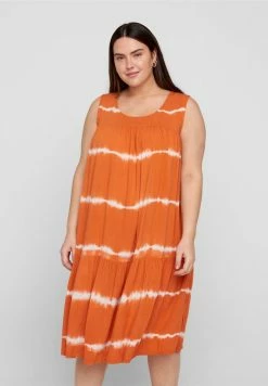Zizzi Robe De Jour - Orange Batik