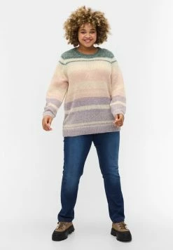 Zizzi MIT LANGEN ÄRMELN - Pullover - Sagebrush Green Comb