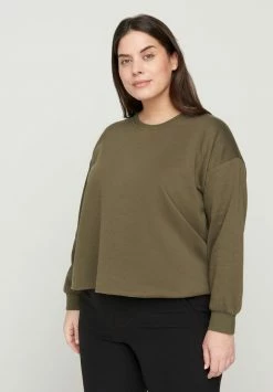 Zizzi MIT RUNDHALS - Sweatshirt - Ivy Green
