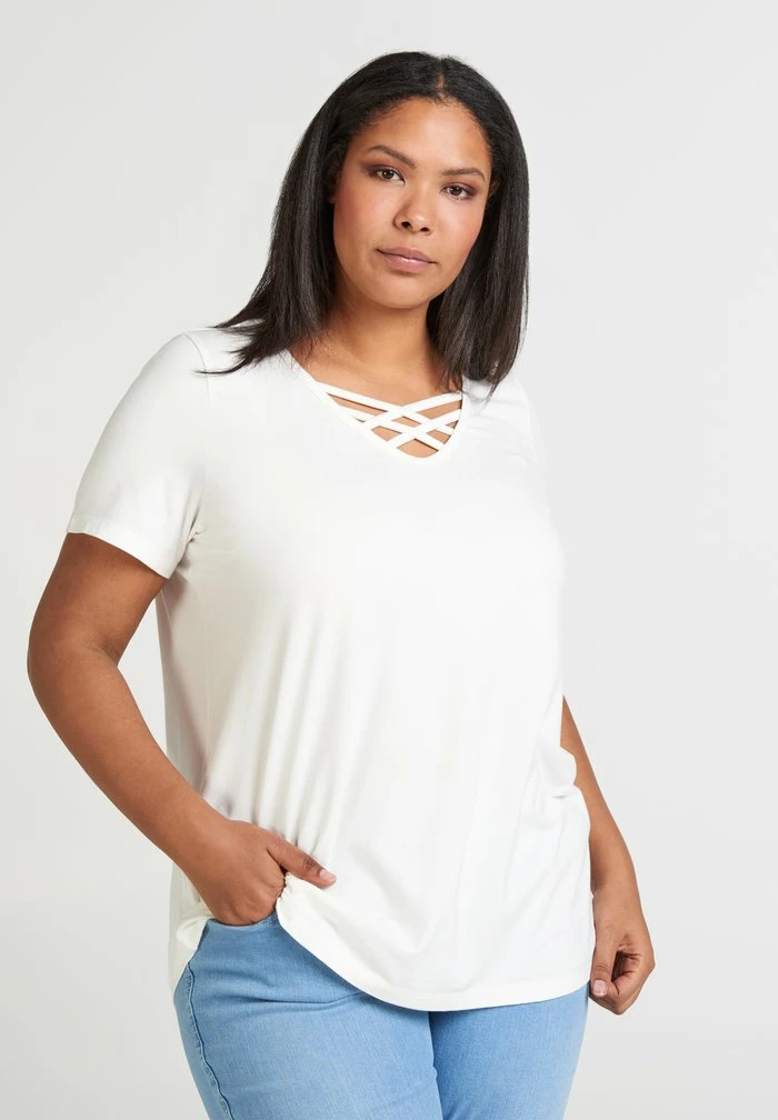 Zizzi T-shirt Imprimé - Off White 1 Zizzi T-shirt Imprimé - Off White