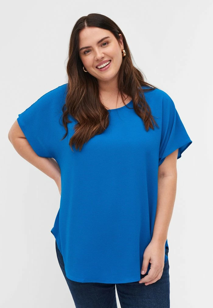 Zizzi WITH SHORT SLEEVES - Blouse - Princess Blue 1 Zizzi WITH SHORT SLEEVES - Blouse - Princess Blue