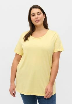 Zizzi KURZARM - T-shirt Imprimé - Pale Banana Shine