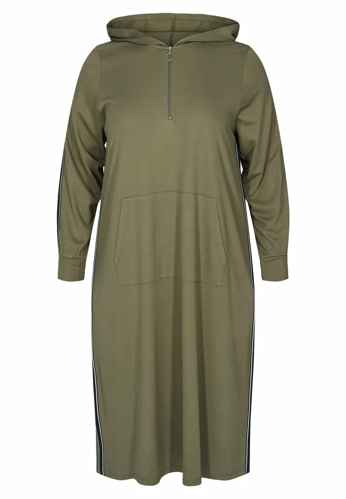 Zizzi Robe De Jour - Dusty Olive 1 Zizzi Robe De Jour - Dusty Olive