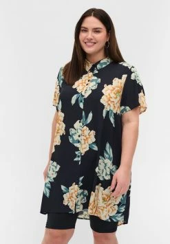 Zizzi MIT PRINT UND KNÖPFEN - Chemisier - Roses On Navy